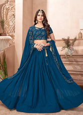 Lovely Partywear Lehenga Choli in Teal Blue Colour
